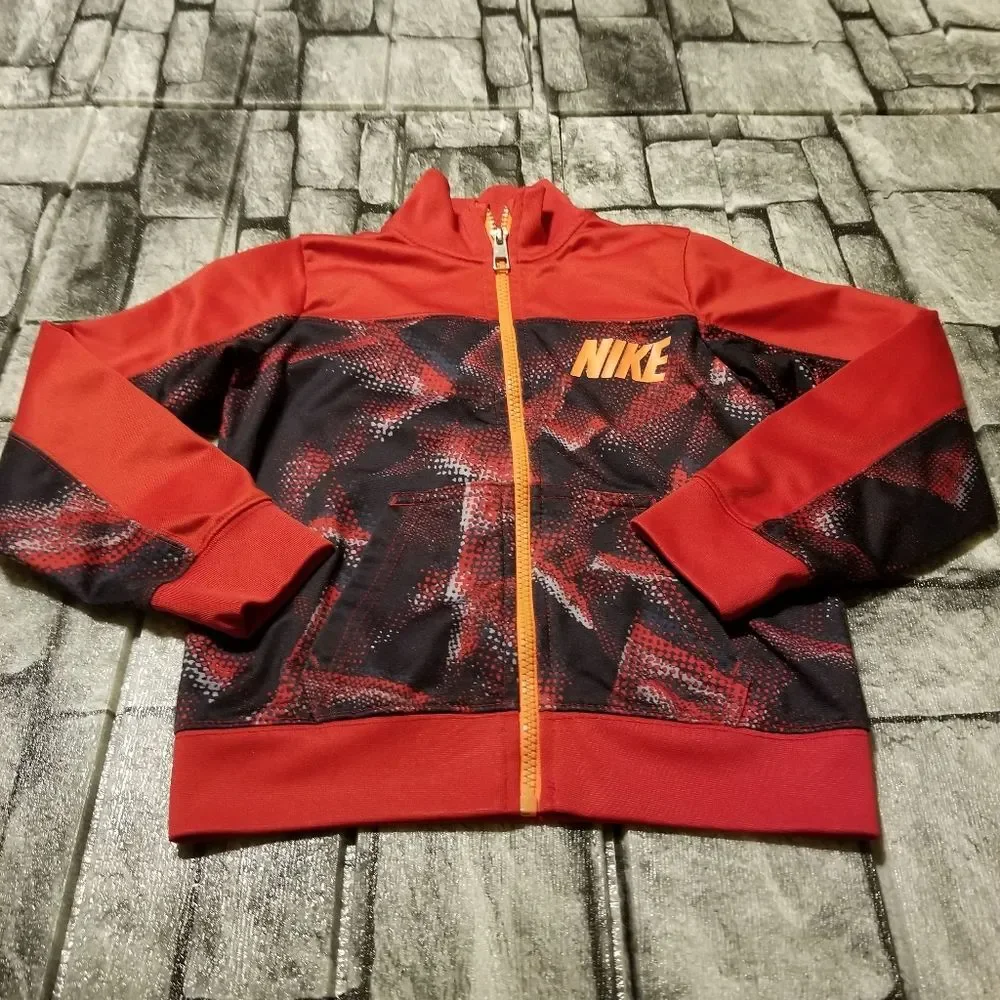 Nike Boys Jacket Size Small 4/5 Full Zip Abstract Red Active